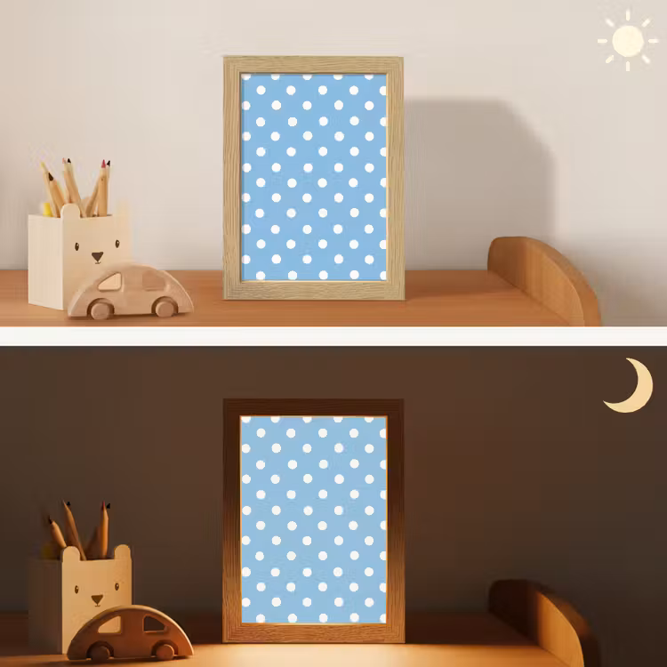 Polka - Dots - Blauw Light Box met kabel (Kinderlampje) klein 904 -sfeer3_kind