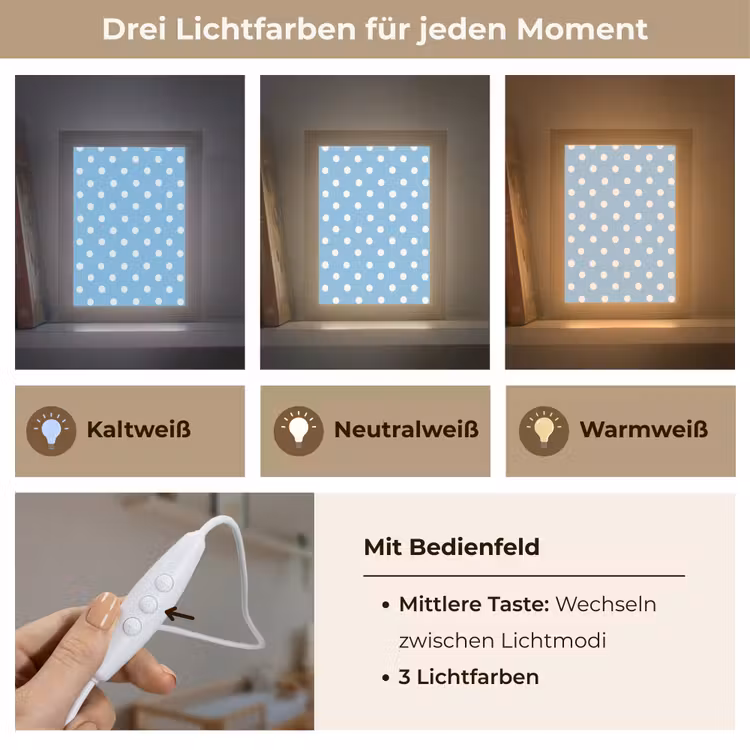 Polka - Dots - Blauw Light Box met kabel (Kinderlampje) klein 904 -USP_lichtkleurDE