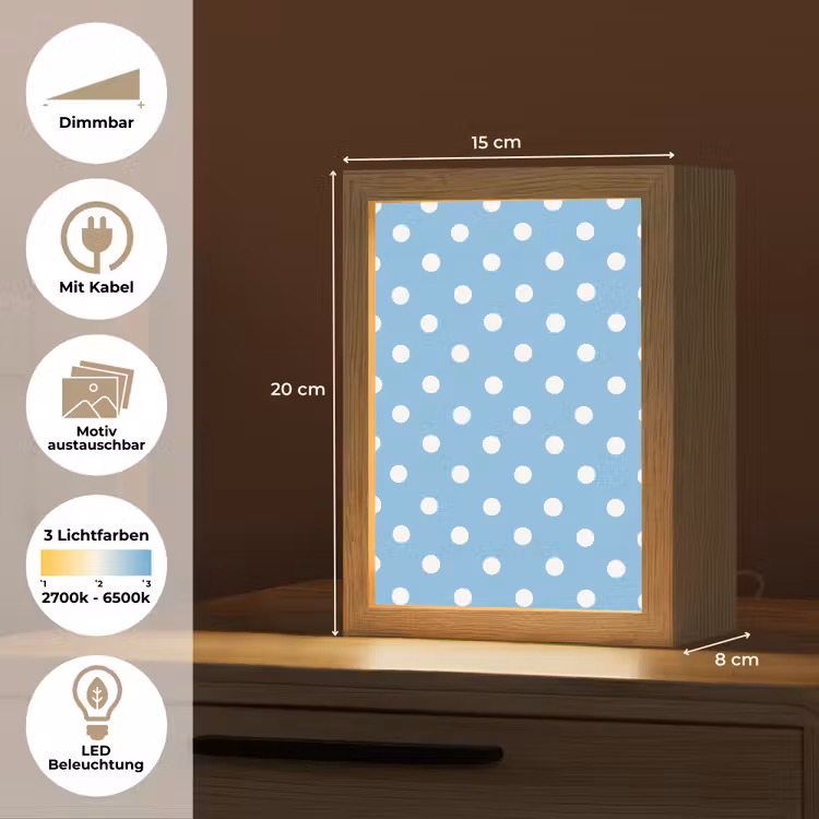Polka - Dots - Blauw Light Box met kabel (Kinderlampje) klein 904 -USP_websiteoverzichtDE