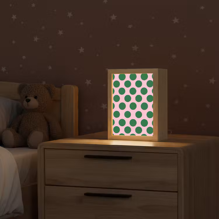 Polkadots - Patroon - Groen Light Box met kabel (Kinderlampje) klein 904 -sfeer1_kind