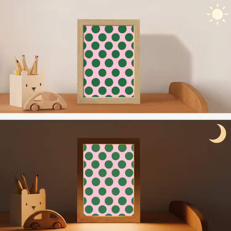 Polkadots - Patroon - Groen Light Box met kabel (Kinderlampje) klein 904 -sfeer3_kind