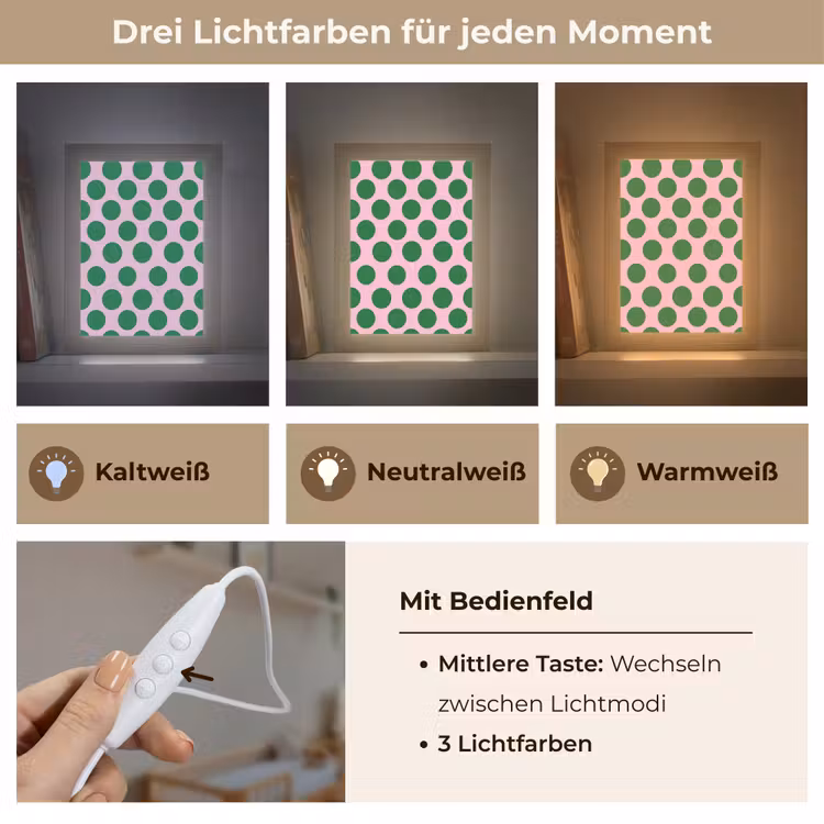 Polkadots - Patroon - Groen Light Box met kabel (Kinderlampje) klein 904 -USP_lichtkleurDE