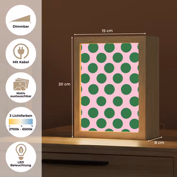 Polkadots - Patroon - Groen Light Box met kabel (Kinderlampje) klein 904 -USP_websiteoverzichtDE