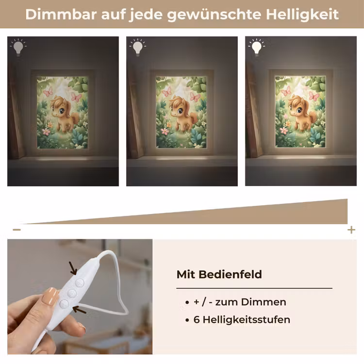 Pony - Bruin - Cartoon - Vlinders Light Box met kabel klein -USP_dimbaarDE