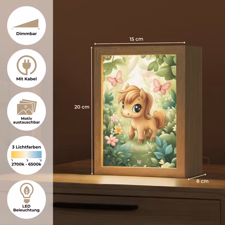 Pony - Bruin - Cartoon - Vlinders Light Box met kabel (Kinderlampje) klein -USP_websiteoverzichtDE