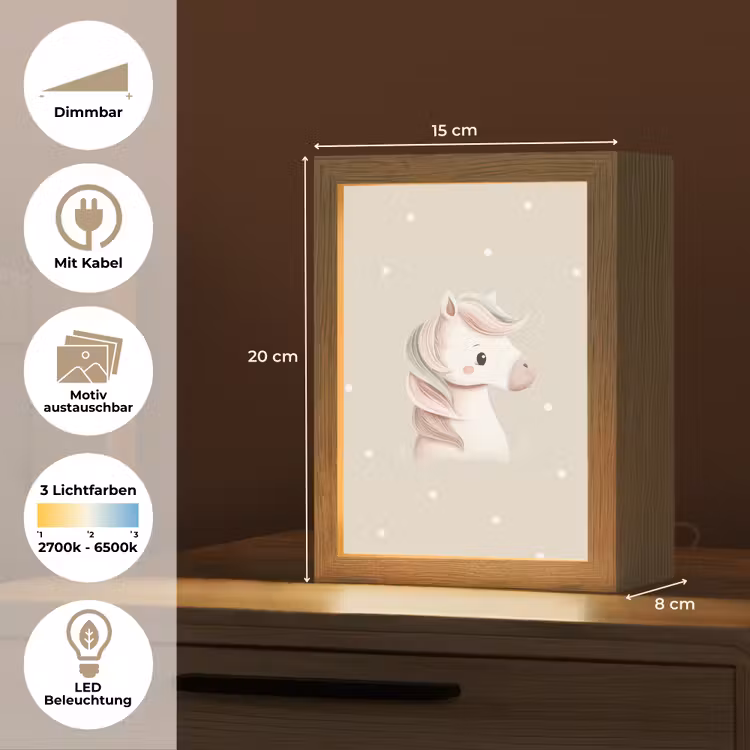 Pony - Minimalistisch - Pastel - Stippen Light Box met kabel (Kinderlampje) klein -USP_websiteoverzichtDE