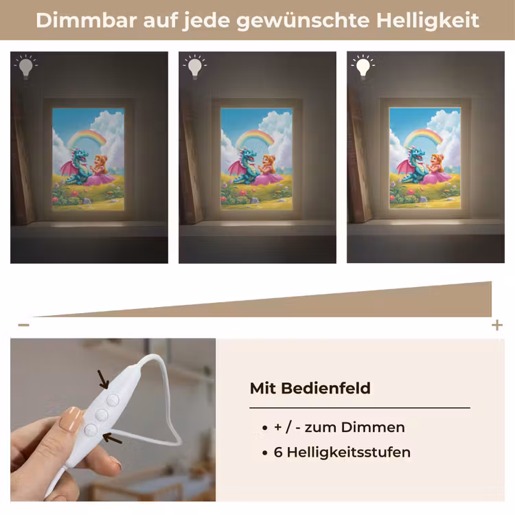 Prinses - Draak - Regenboog Light Box met kabel klein -USP_dimbaarDE