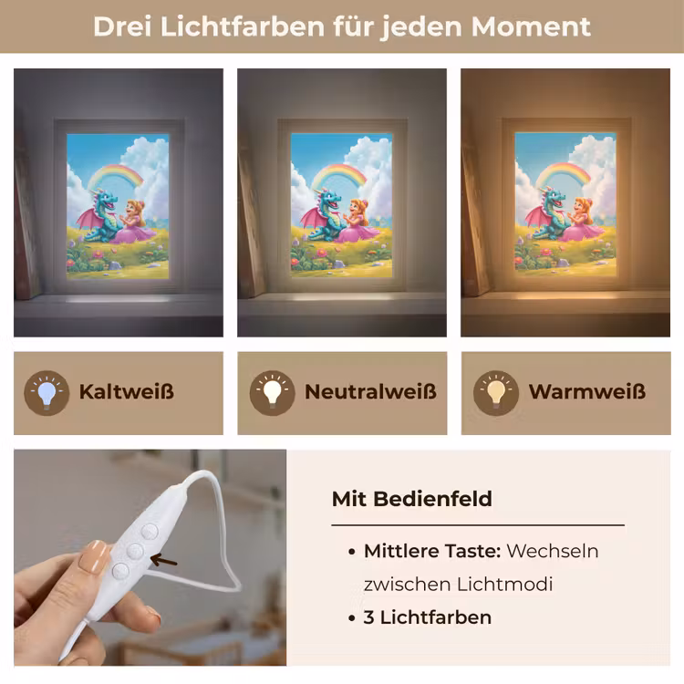 Prinses - Draak - Regenboog Light Box met kabel klein -USP_lichtkleurDE