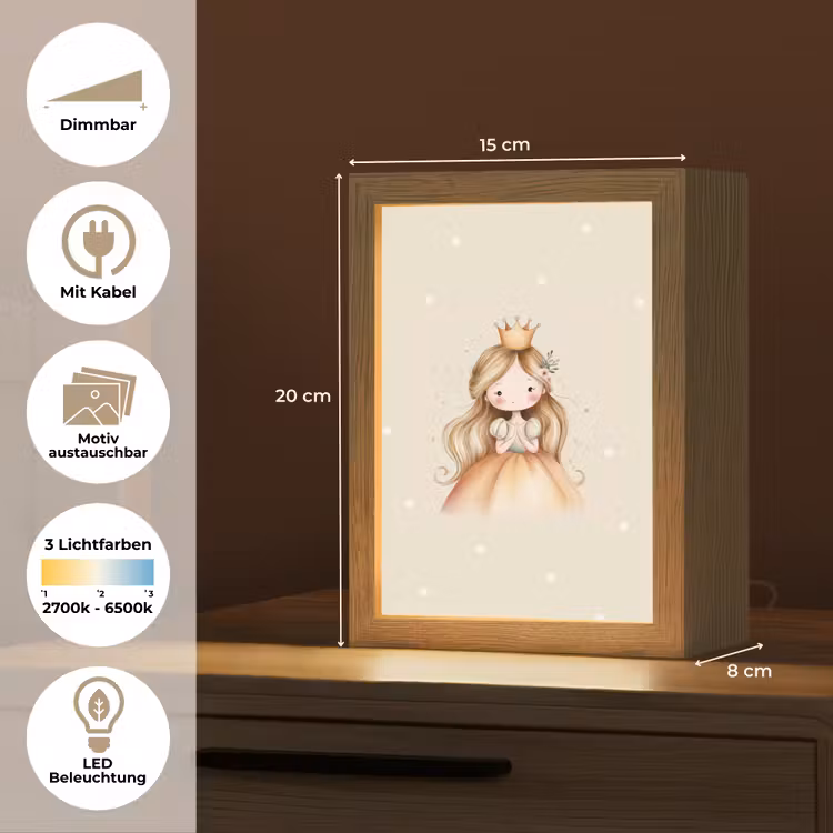 Prinses - Goud - Stippen Light Box met kabel (Kinderlampje) klein -USP_websiteoverzichtDE