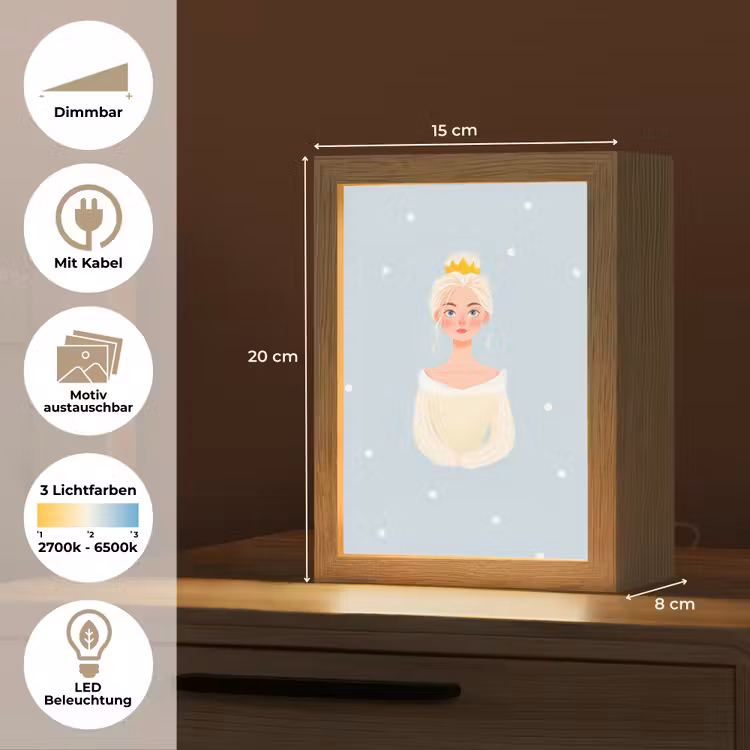 Prinses - Kroon - Blauw - Stippen Light Box met kabel (Kinderlampje) klein -USP_websiteoverzichtDE