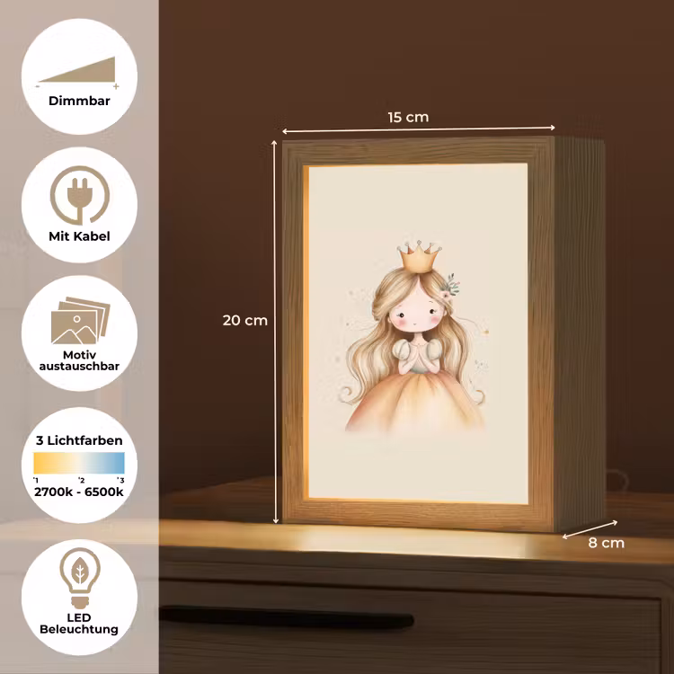 Prinses - Kroon - Goud Light Box met kabel (Kinderlampje) klein -USP_websiteoverzichtDE