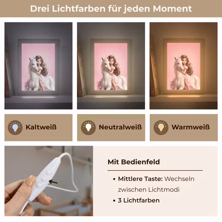 Prinses - Roze - Eenhoorn Light Box met kabel klein -USP_lichtkleurDE