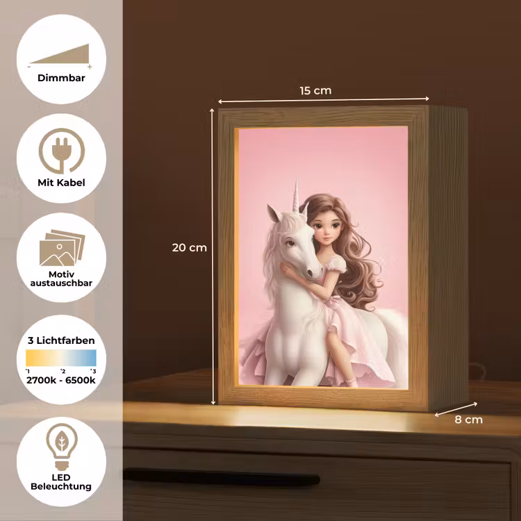 Prinses - Roze - Eenhoorn Light Box met kabel (Kinderlampje) klein -USP_websiteoverzichtDE