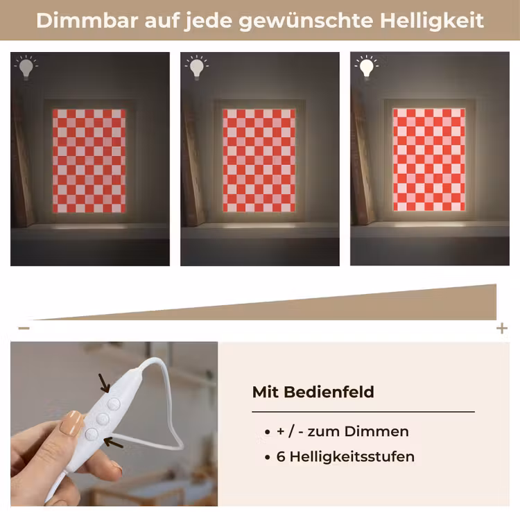 Vierkant - Klassiek - Rood Light Box met kabel (Kinderlampje) klein 904 -USP_dimbaarDE
