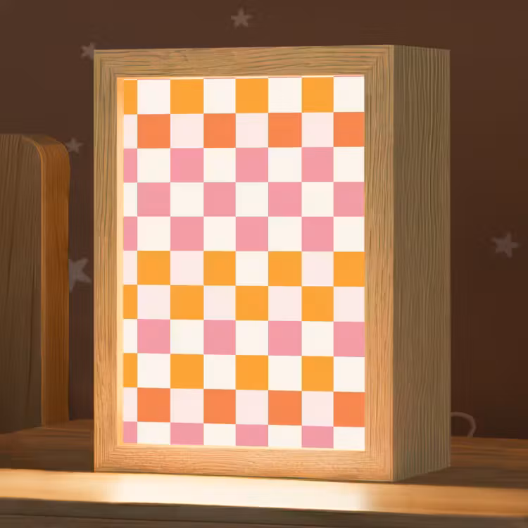 Vierkant - Patroon - Oranje Light Box met kabel (Kinderlampje) klein 904 -zzz_3d_website