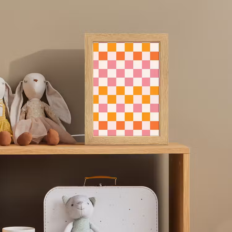 Vierkant - Patroon - Oranje Light Box met kabel (Kinderlampje) klein 904 -sfeer2_kind