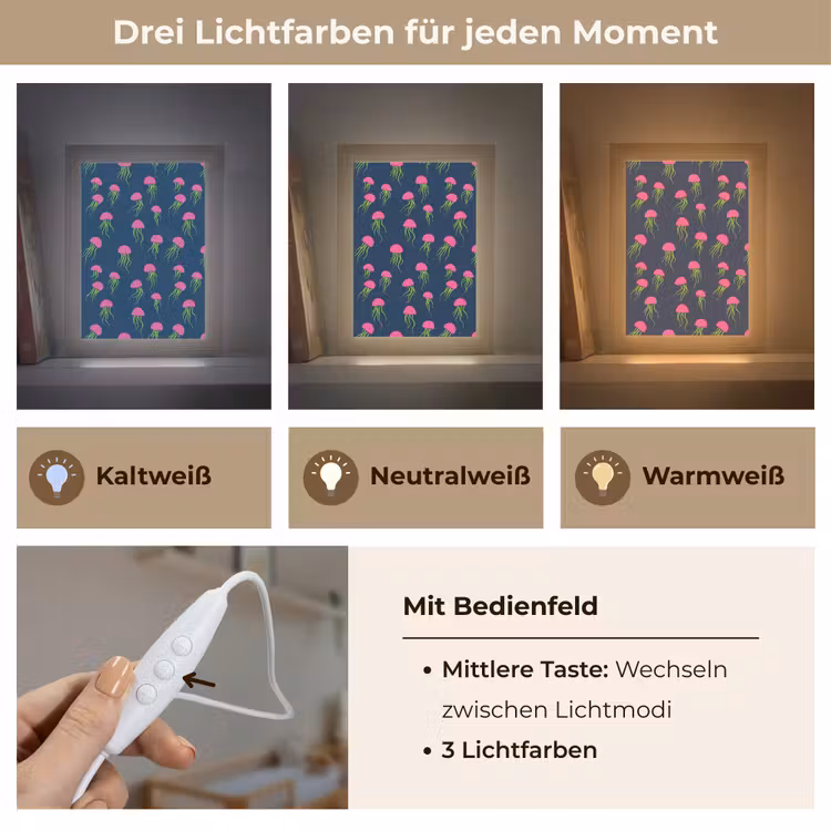 Kwallen - Diepzee - Neon Light Box met kabel (Kinderlampje) klein 904 -USP_lichtkleurDE