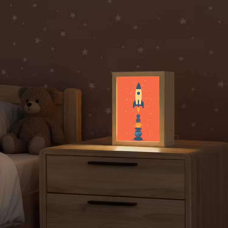 Raket - Planeten - Rood Light Box met kabel klein -sfeer1_kind
