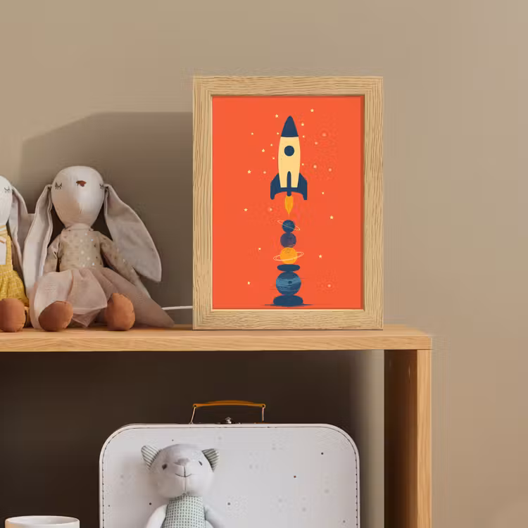 Raket - Planeten - Rood Light Box met kabel klein -sfeer2_kind