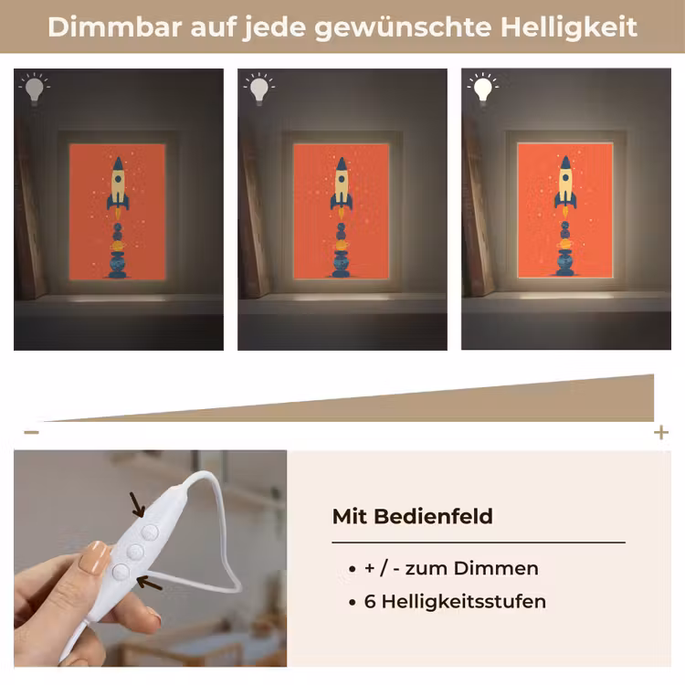 Raket - Planeten - Rood Light Box met kabel klein -USP_dimbaarDE