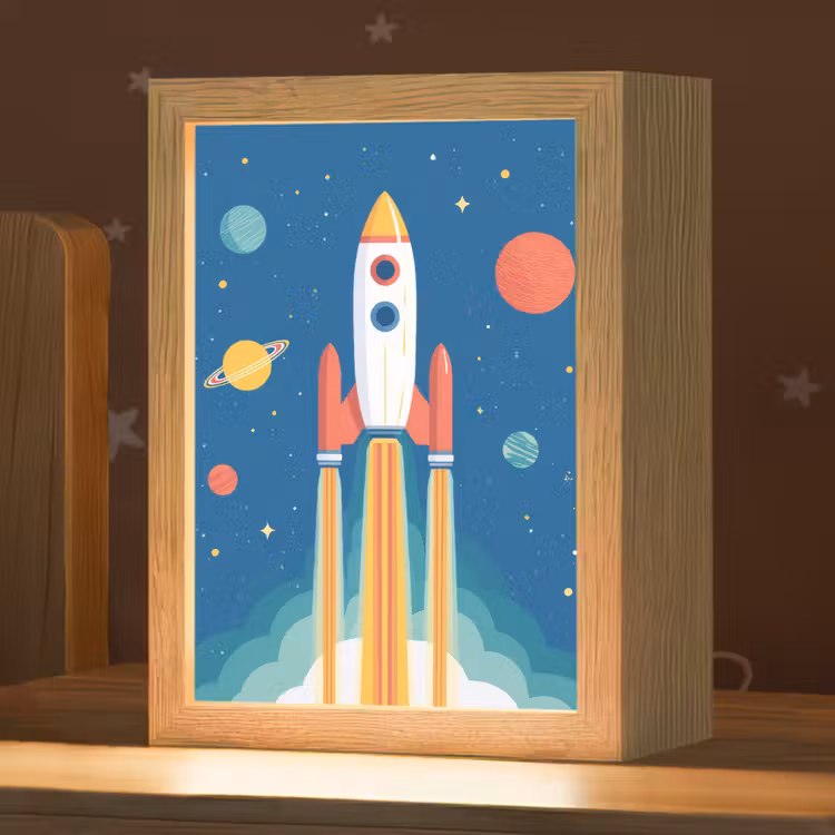 Raket - Planeten - Ruimte Light Box met kabel klein -zzz_3d_website