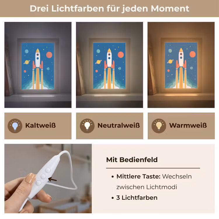 Raket - Planeten - Ruimte Light Box met kabel klein -USP_lichtkleurDE