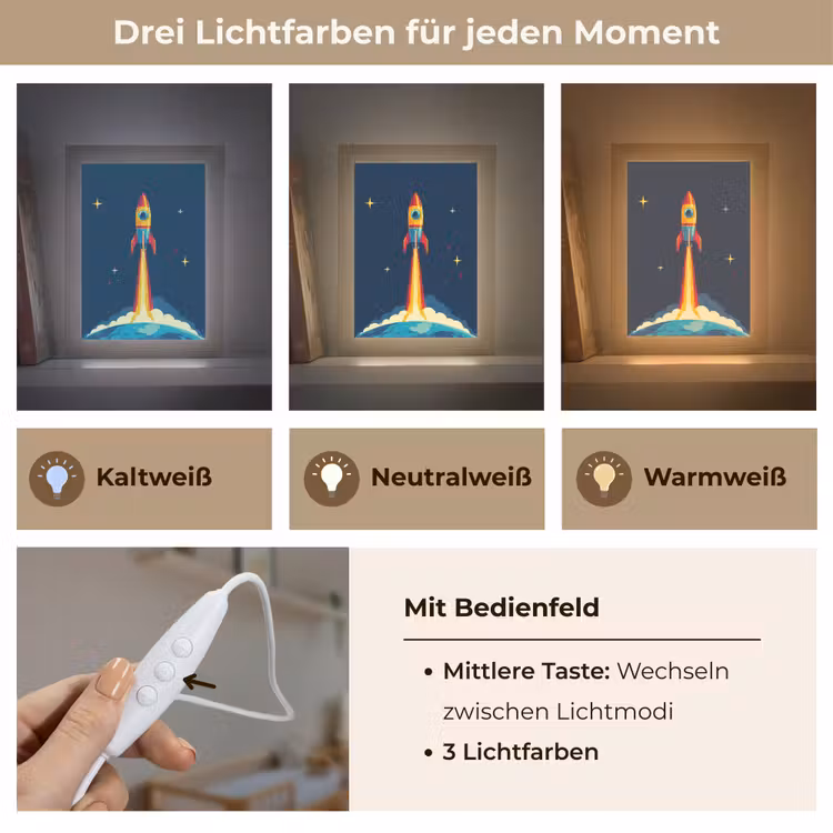 Raket - Rookwolken - Ruimte Light Box met kabel klein -USP_lichtkleurDE