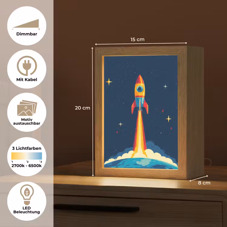 Raket - Rookwolken - Ruimte Light Box met kabel (Kinderlampje) klein -USP_websiteoverzichtDE