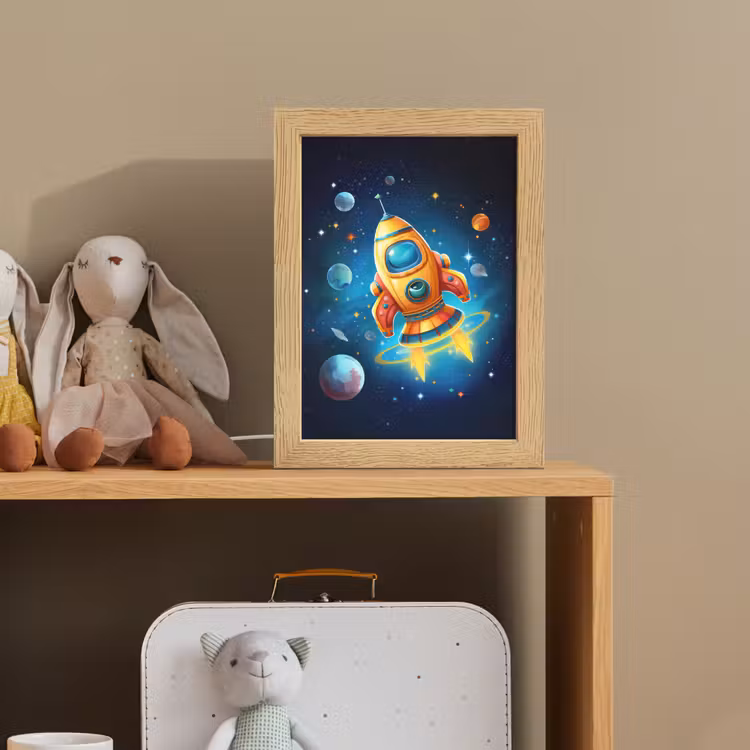 Raket - Ruimte - Planeten - Kinderen - Jongen Light Box met kabel klein -sfeer2_kind