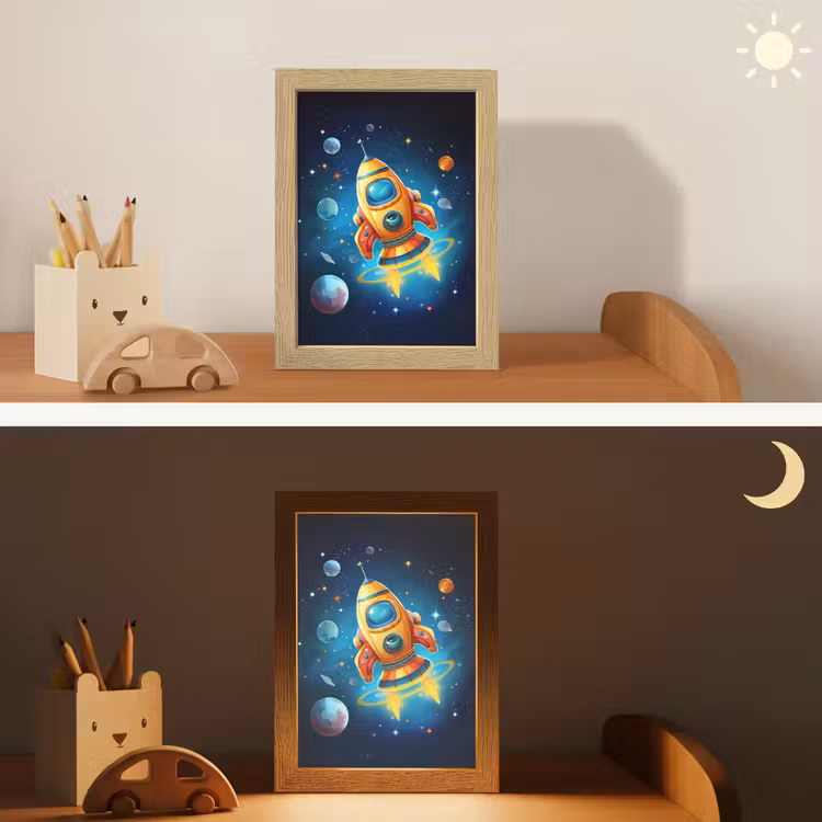 Raket - Ruimte - Planeten - Kinderen - Jongen Light Box met kabel klein -sfeer3_kind