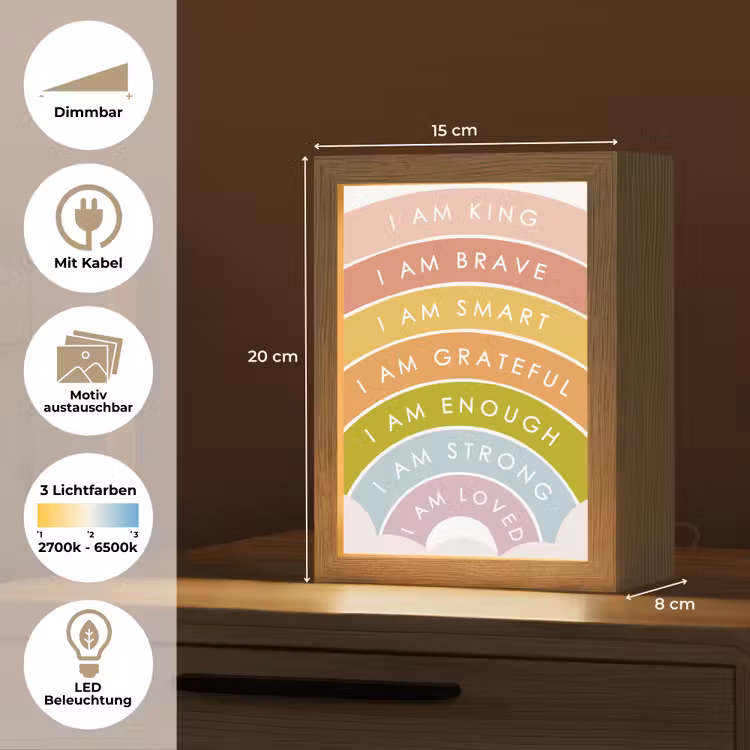 Regenboog - Kleuren - Quotes Light Box met kabel (Kinderlampje) klein -USP_websiteoverzichtDE