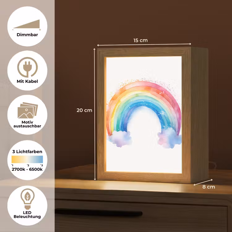 Regenboog - Kinderen - Meisje Light Box met kabel (Kinderlampje) klein -USP_websiteoverzichtDE
