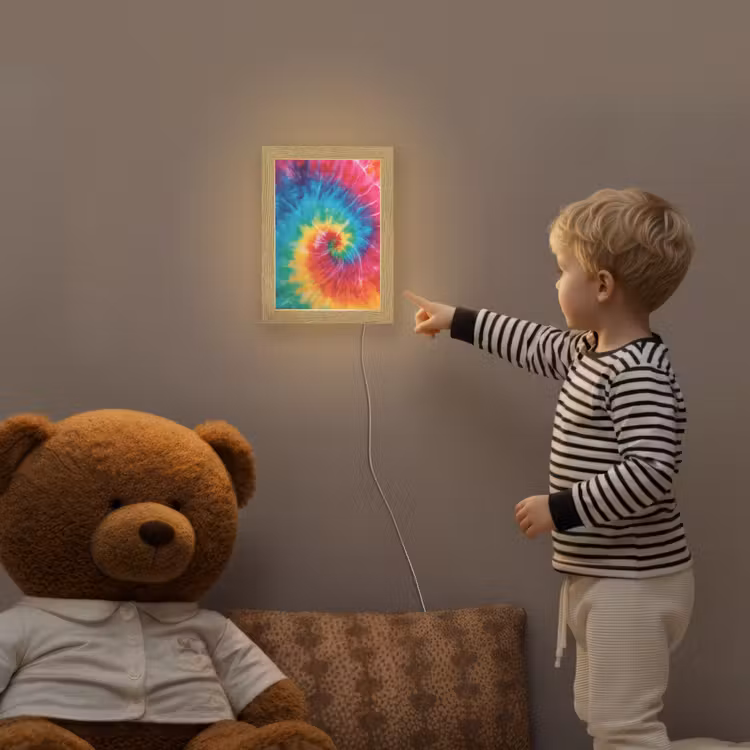 Regenboog - Tie dye - Kleurrijk - Blauw Light Box met kabel klein -sfeer4a_kind