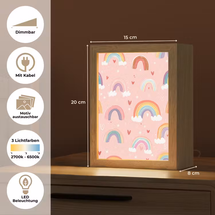 Regenboog - Patroon - Pastel Light Box met kabel (Kinderlampje) klein -USP_websiteoverzichtDE