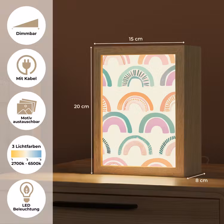 Regenboog - Pastel - Patroon Light Box met kabel (Kinderlampje) klein -USP_websiteoverzichtDE