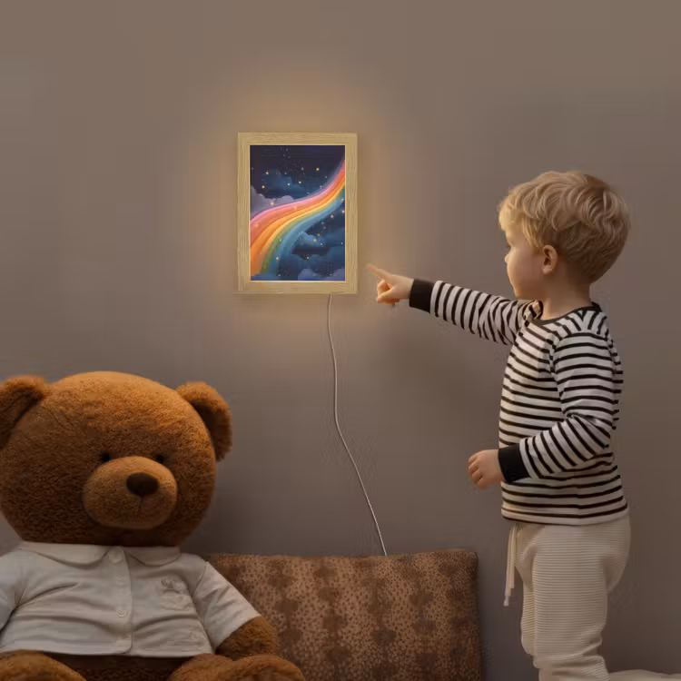 Regenboog - Sterrenhemel - Kleurrijk Light Box met kabel klein -sfeer4a_kind