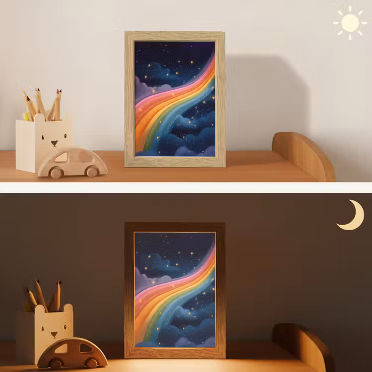 Regenboog - Sterrenhemel - Kleurrijk Light Box met kabel klein -sfeer3_kind