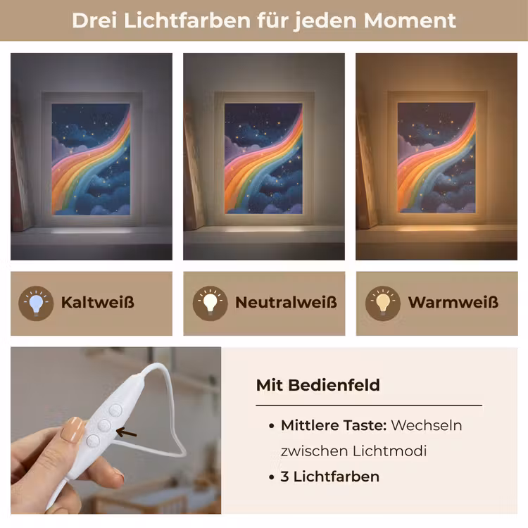Regenboog - Sterrenhemel - Kleurrijk Light Box met kabel klein -USP_lichtkleurDE