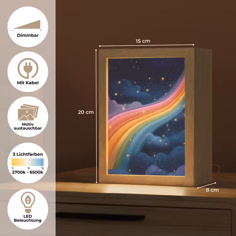 Regenboog - Sterrenhemel - Kleurrijk Light Box met kabel (Kinderlampje) klein -USP_websiteoverzichtDE