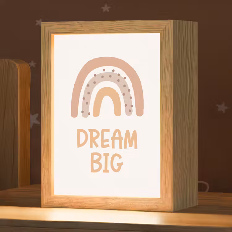 Regenboog - Quote - Dream Big - Pastel kleuren Light Box met kabel klein -zzz_3d_website
