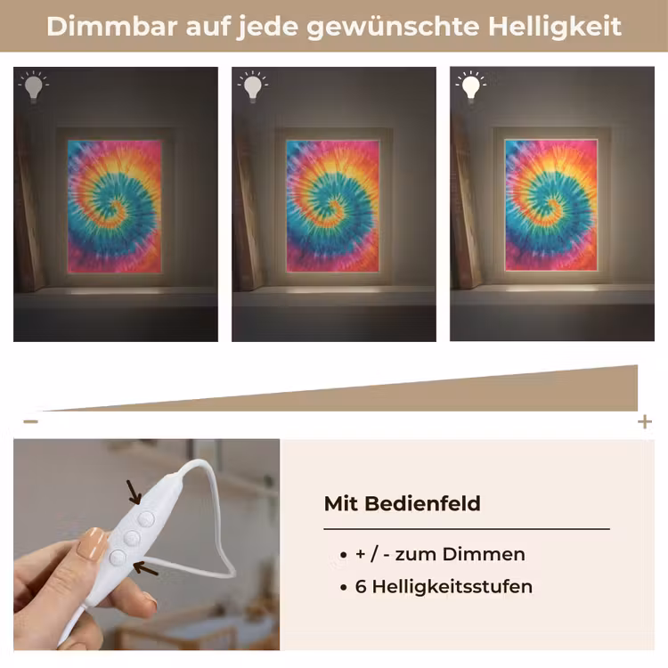 Regenboogkleuren - Tie dye - Light Box met kabel klein -USP_dimbaarDE