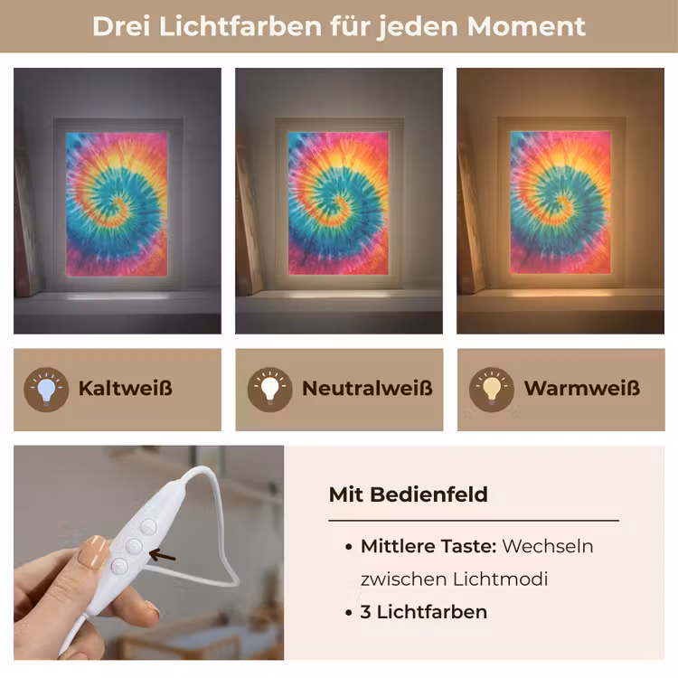 Regenboogkleuren - Tie dye - Light Box met kabel klein -USP_lichtkleurDE