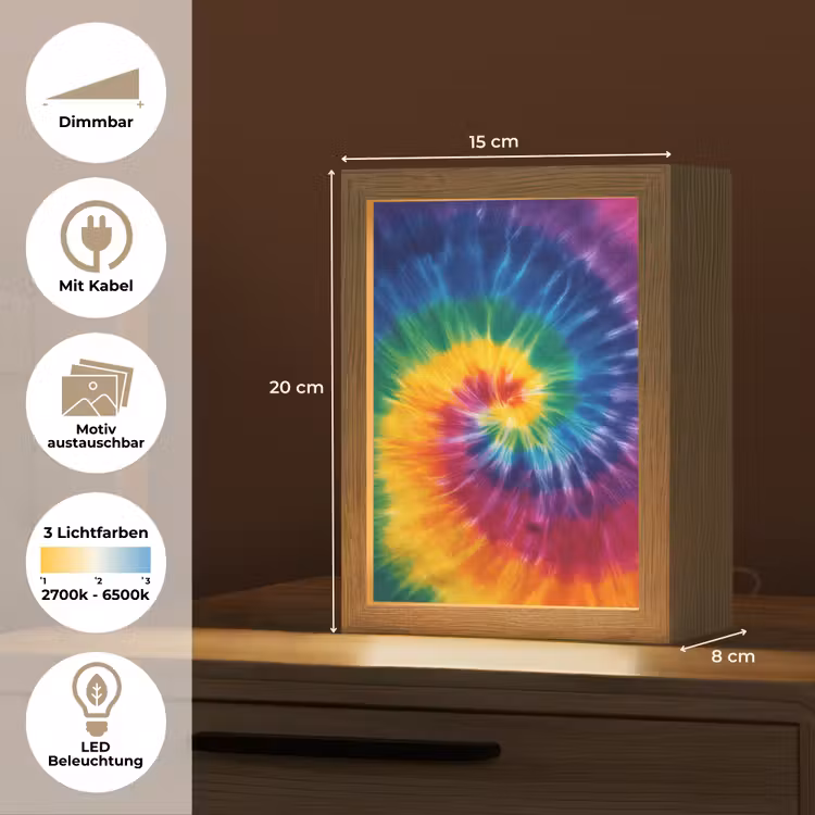 Regenboogkleuren - Spiraal - Kleurrijk Light Box met kabel (Kinderlampje) klein -USP_websiteoverzichtDE