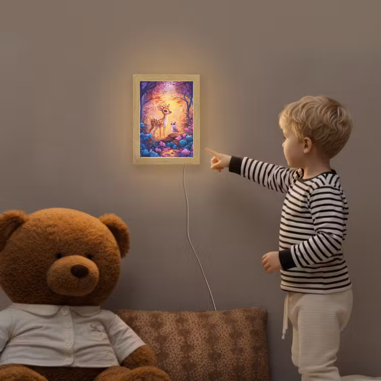 Hertje - Uil - Fantasie - Bos Light Box met kabel klein -sfeer4a_kind