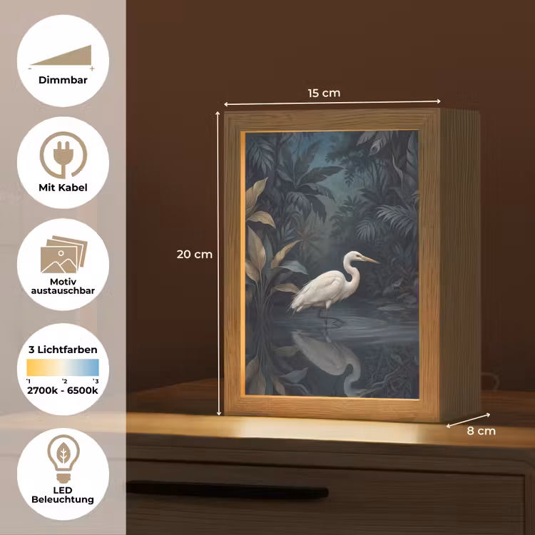 Reiger - Water - Natuur - Modern - Wit Light Box met kabel (Kinderlampje) klein -USP_websiteoverzichtDE