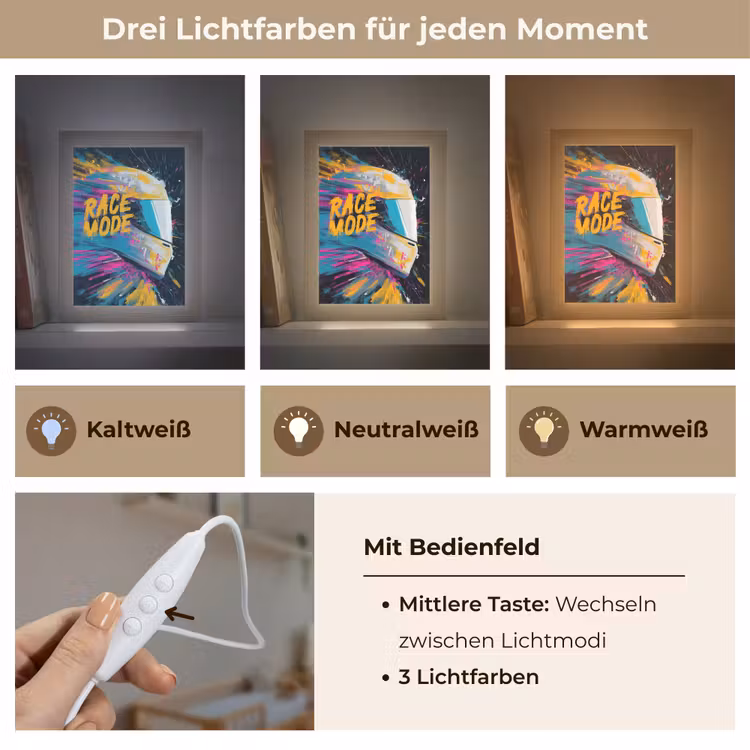 Racehelm - Abstract - Verf - Kleurrijk Light Box met kabel klein -USP_lichtkleurDE