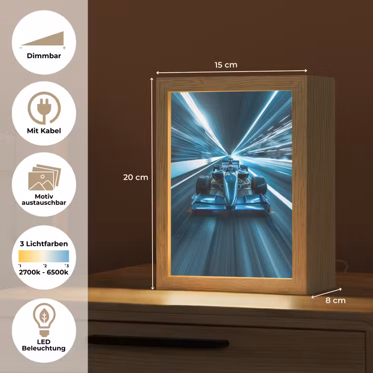 Race - Auto - Formule 1 - Jongens - Blauw Light Box met kabel (Kinderlampje) klein -USP_websiteoverzichtDE