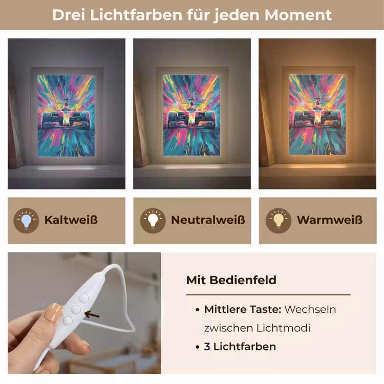 Raceauto - Abstract - Strepen - Blauw Light Box met kabel klein -USP_lichtkleurDE