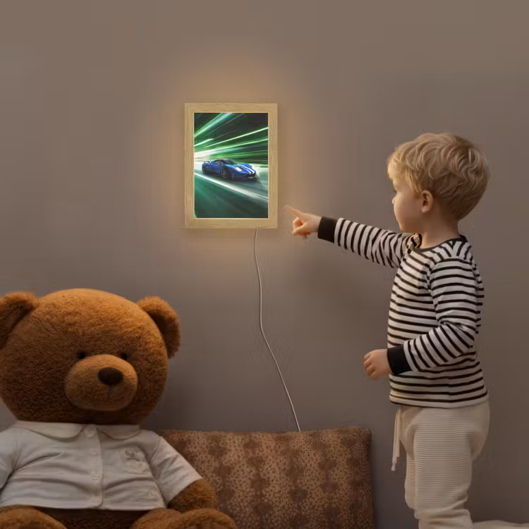 Race auto - Blauw - Groen Light Box met kabel klein -sfeer4a_kind
