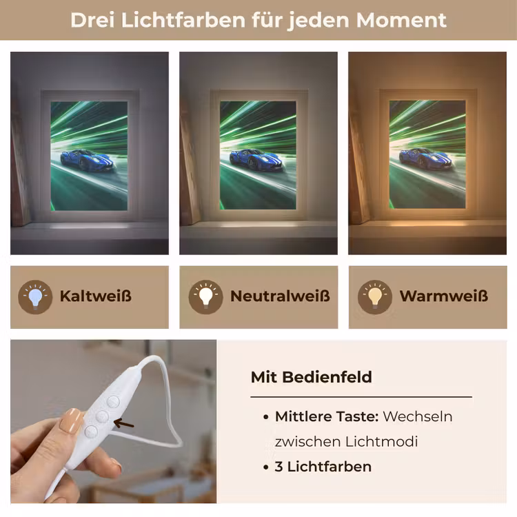 Race auto - Blauw - Groen Light Box met kabel klein -USP_lichtkleurDE